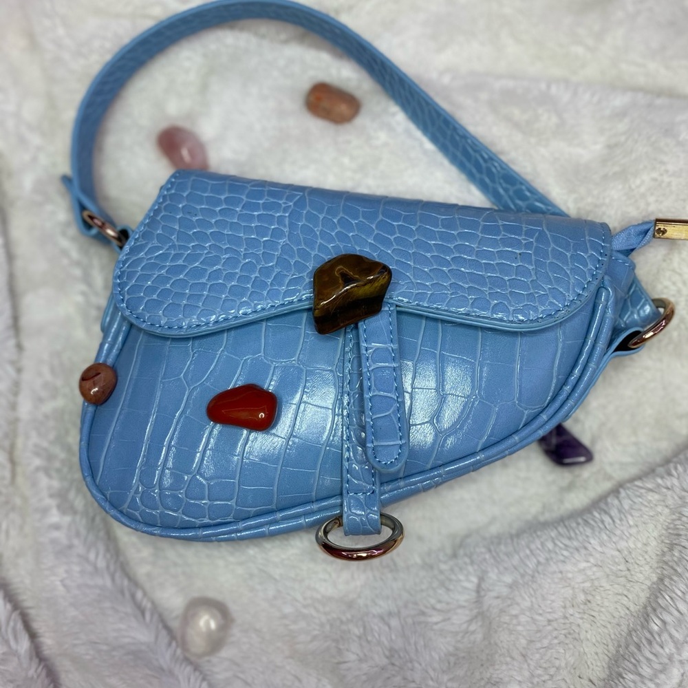 Baby blue shoulder purse